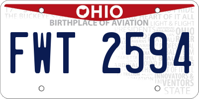 OH license plate FWT2594
