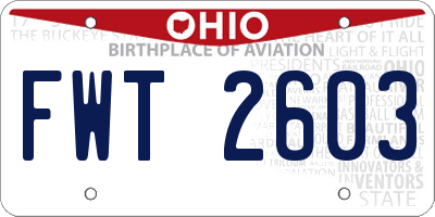 OH license plate FWT2603