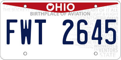 OH license plate FWT2645