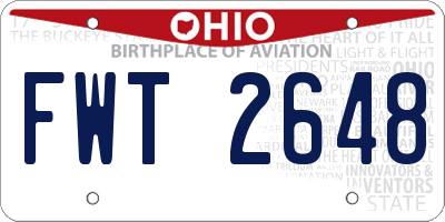 OH license plate FWT2648