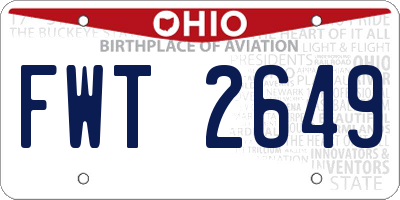 OH license plate FWT2649