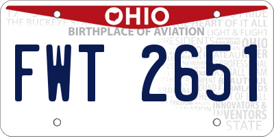 OH license plate FWT2651