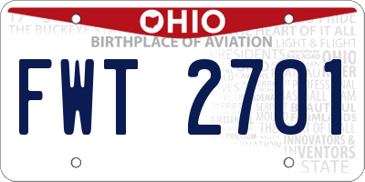 OH license plate FWT2701