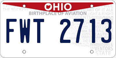 OH license plate FWT2713