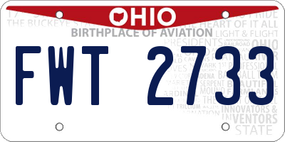OH license plate FWT2733