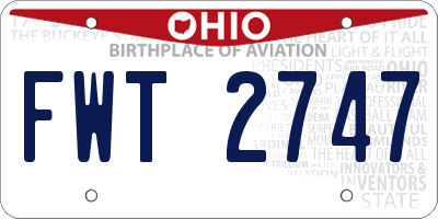 OH license plate FWT2747