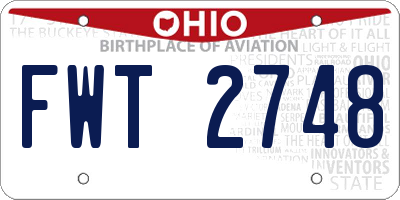 OH license plate FWT2748