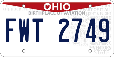 OH license plate FWT2749