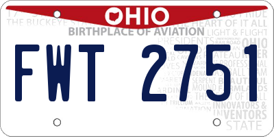 OH license plate FWT2751