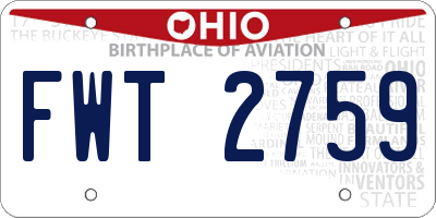 OH license plate FWT2759