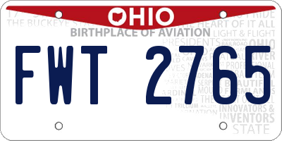 OH license plate FWT2765