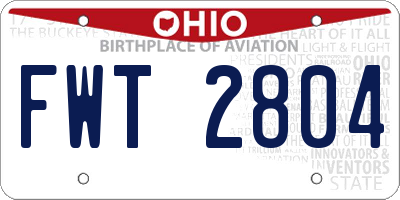 OH license plate FWT2804