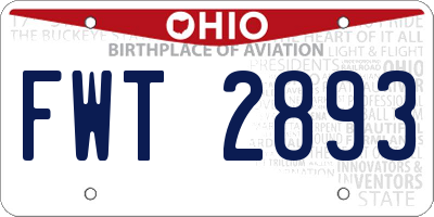 OH license plate FWT2893
