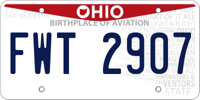 OH license plate FWT2907