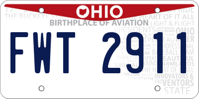 OH license plate FWT2911