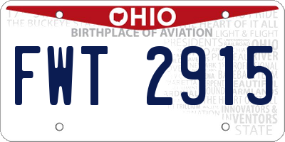 OH license plate FWT2915