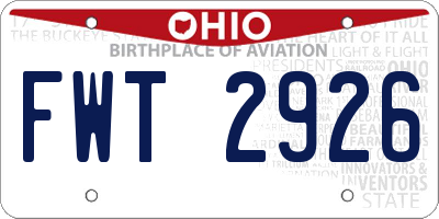 OH license plate FWT2926