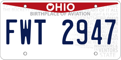 OH license plate FWT2947