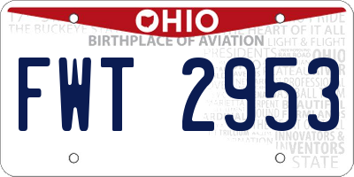 OH license plate FWT2953