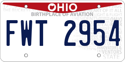 OH license plate FWT2954