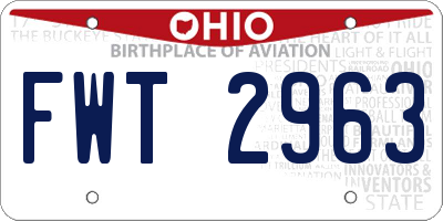 OH license plate FWT2963