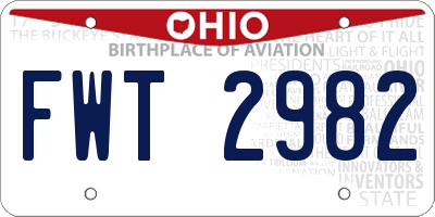 OH license plate FWT2982