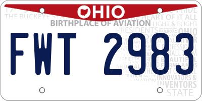 OH license plate FWT2983