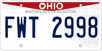 OH license plate FWT2998