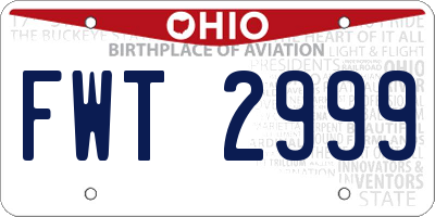 OH license plate FWT2999