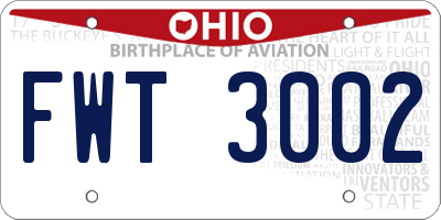 OH license plate FWT3002