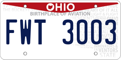 OH license plate FWT3003