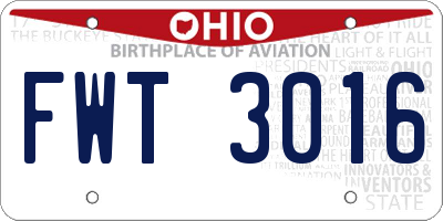 OH license plate FWT3016