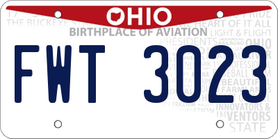 OH license plate FWT3023