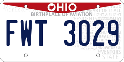 OH license plate FWT3029