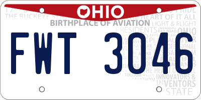 OH license plate FWT3046