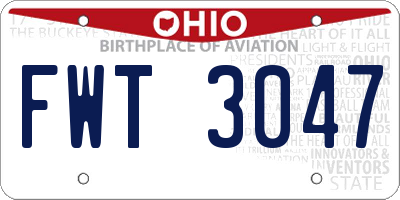 OH license plate FWT3047