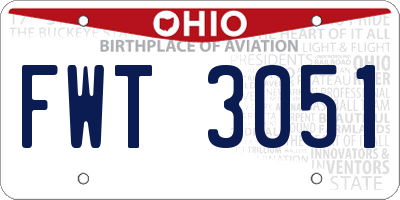 OH license plate FWT3051