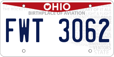 OH license plate FWT3062