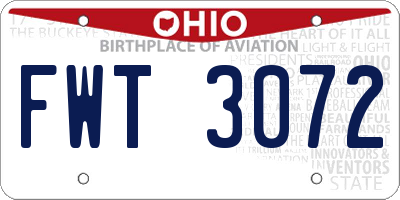 OH license plate FWT3072