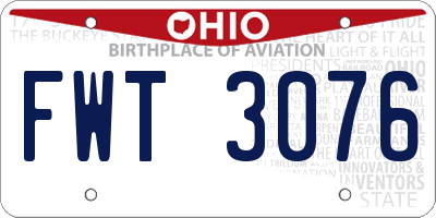 OH license plate FWT3076