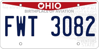 OH license plate FWT3082