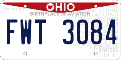 OH license plate FWT3084