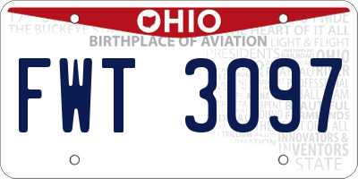 OH license plate FWT3097
