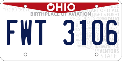 OH license plate FWT3106