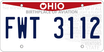 OH license plate FWT3112