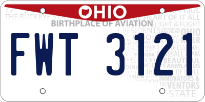 OH license plate FWT3121