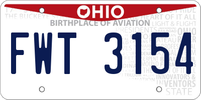 OH license plate FWT3154