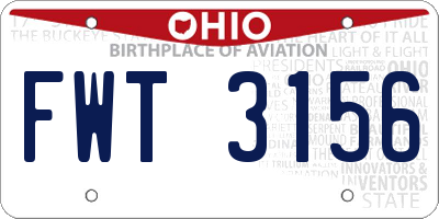 OH license plate FWT3156