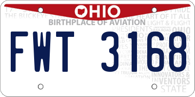 OH license plate FWT3168