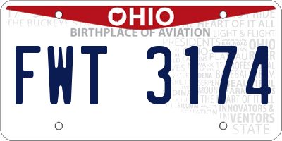 OH license plate FWT3174